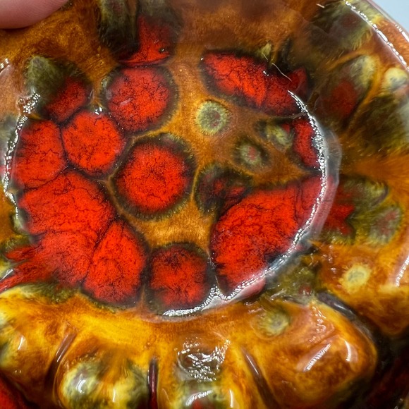 Vintage Splatter Painted Handmade Glazed Ceramic Ash Tray Cottage Core Boho MCM - Picture 7 of 11